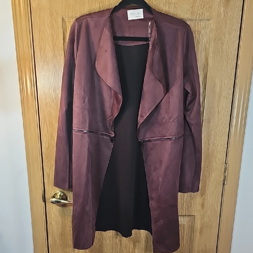Active USA Maroon Open Front Trench Coat
